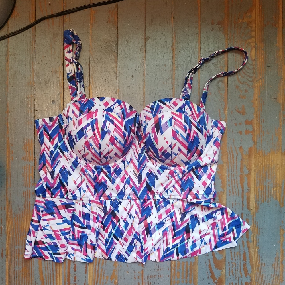 Torrid Peplum Geometric Bikini Top Underwire